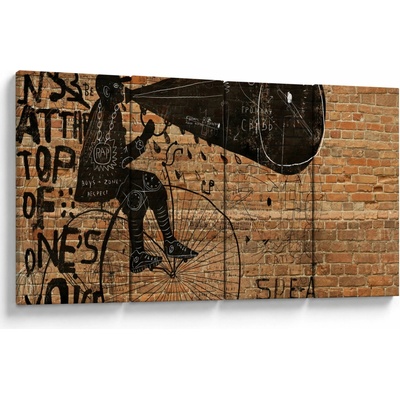 Obraz - Muž na bicykli v Banksyho štýle, štvordielne 160x80 cm