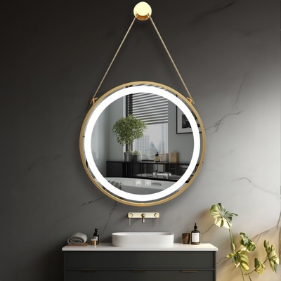 IREDA Koupelnové zrcadlo kulaté zlatý rám 60 cm 95806