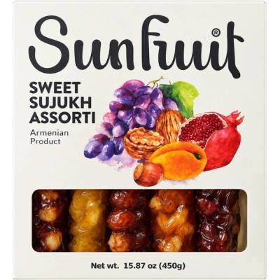 Sunfruit Sladký sujuk assorti s vlašskými ořechy a lískovými ořechy 450 g