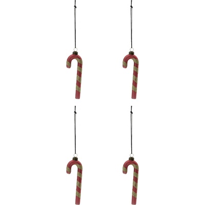 House Doctor Sklenená vianočná ozdoba Stick Dusty Red – set 4 ks