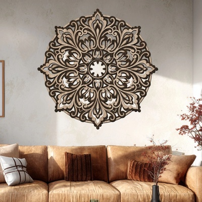 dřevo života 4 vrstvá mandala SEBEDŮVĚRU Zvolte rozměr šxv (cm): 40x40, Zvolte barvu dekoru: Dub Sonoma-Wenge