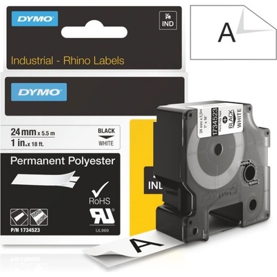 Páska Dymo Rhino PES, 24mm (1734523) bílá, černý tisk, 5,5m