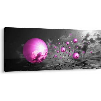 Obraz růžových koulí, jednodílný 120x50 cm
