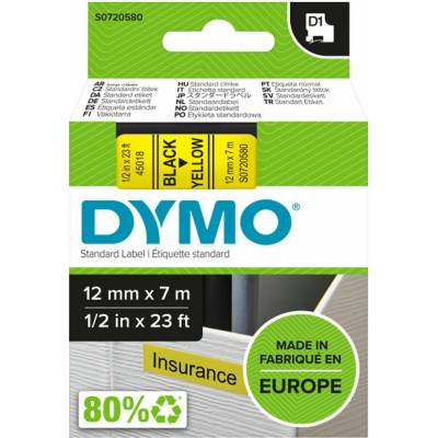 DYMO pásky D1 12mm štandard Čierna na žltej