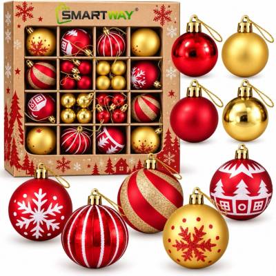 SMARTWAY Vianočná guľa zdobená vianočná guľa 5 cm 44 ks