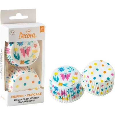 Decora Košíky na muffiny s bodkami a motýlikom 36ks 50x32mm