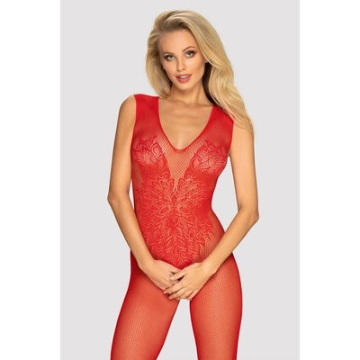 Obsessive Žhavé body N112 bodystocking red - Červená