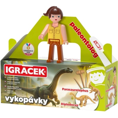 EFKO IGRÁČEK Paleontoložka figurka dino vykopávky Parasaurolophuse a Diplod