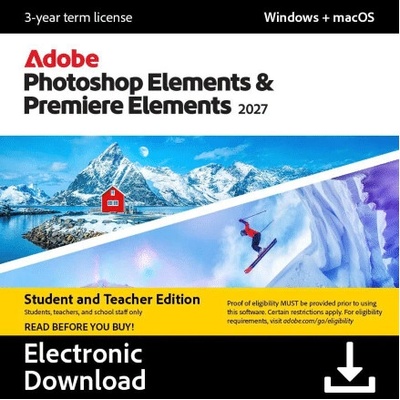Adobe Photoshop & Premiere Elements 2027 pro studenty a učitele 3 roky
