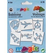 Magic šablony papírové 6 ks sada B VZDUŠNÁ DOPRAVA