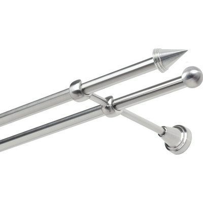 OK-GarnýžeCZ Garnýž kovová dvouřadá 19mm Hrot nerez 120 cm do stěny / na tunýlek - bez kroužků