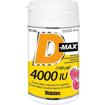Vitabalans D-max 4000 IU 100 µg žuvacie tabliety 90 ks