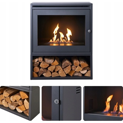 Oko Volně stojící bio krb 75 x 93 x 35 cm šedý
