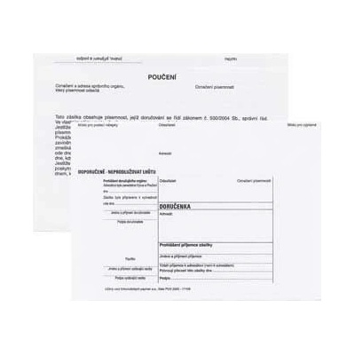 Doručenka B6 125x176 bílá, samopropis., okénko, s poučením (1000 ks)