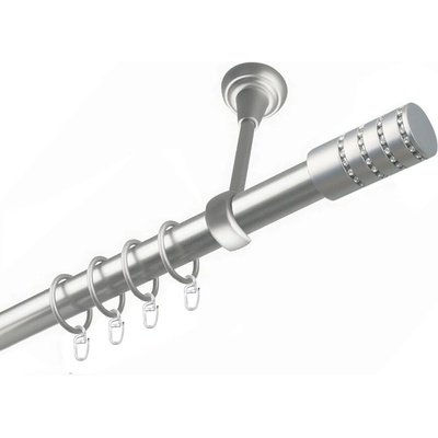 OK-GarnýžeCZ Garnýž kovová jednořadá 25mm Cylinder crystal satina 170 cm do stropu / kroužky s háčkem