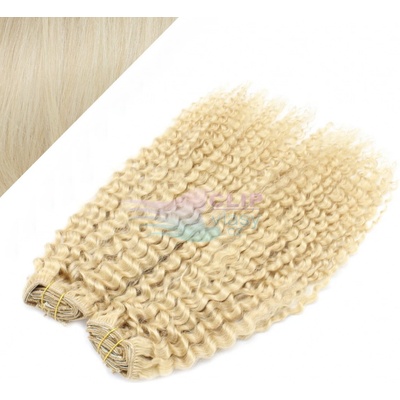 Kudrnaté DELUXE clip in vlasy REMY 50cm - platina #60