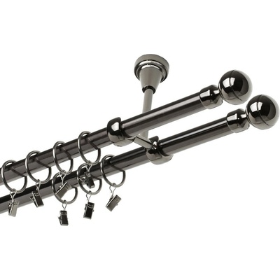 OK-GarnýžeCZ - Garnýž kovová dvouřadá 19mm Paola double onyx 160 cm do stropu / kroužky s žabkou