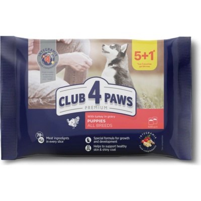 Club4Paws Premium Puppy Small breed S morčacím mäsom v omáčke 6 x 80 g