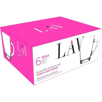 LAV Hrnček Vega sklenený na kávu čaj 76x100 mm 6 x 250 ml