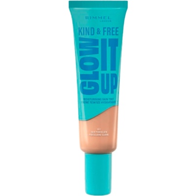 Rimmel London Kind & Free Glow It Up Moisturising Skin Tint hydratační make-up pro citlivou suchou a normální pleť 001 Fair Porcelain 30 ml