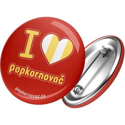 Popkornovač.cz připínací odznak I love popkornovač 44 mm