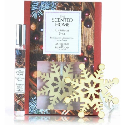 ASHLEIGH & BURWOOD Sada dřevěných vloček s vůní CHRISTMAS SPICE vánoční koření se sprejem