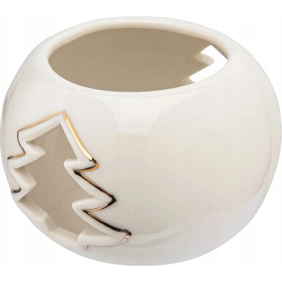 Vianočný porcelánový svietnik na čajovú sviečku Altom Design Vianočný stromček so zlatom