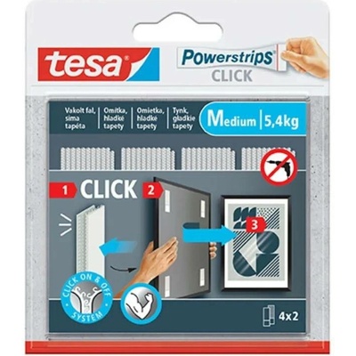 Tesa ® Samolepicí proužky se suchým zipem Powerstrips CLICK 4 x 2 M (77721-00003-00)