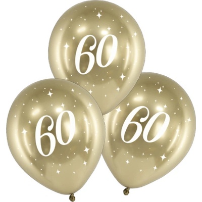 PartyDeco Balonky latex číslo 60 chromově zlaté 30 cm