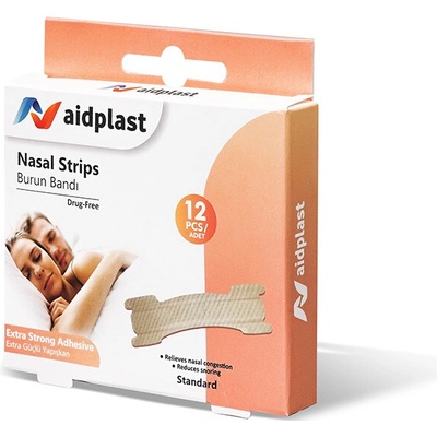 Aidplast Nosní pásky, náplast pro usnadnění dýchání 12 ks
