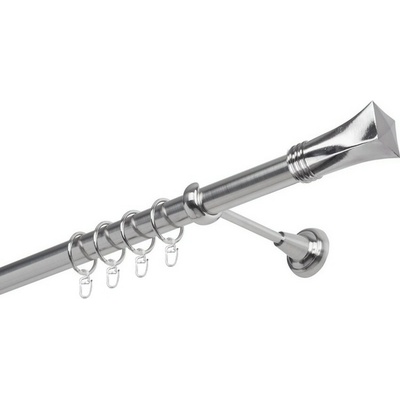 OK-GarnýžeCZ Garnýž kovová jednořadá 25mm Swing nerez 100 cm do stěny / kroužky s háčkem