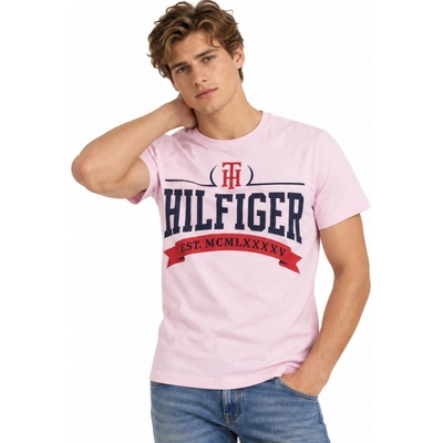 Tommy Hilfiger pánské tričko Iconic Bavlna Casual Styl růžové