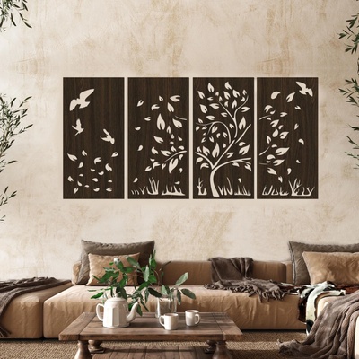 dřevo života 4dílný dřevěný strom PODZIM II Zvolte barvu dekoru: Wenge, Rozměry šxv (cm): 120x60