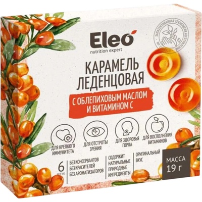 ELEO Karamelové bonbony s rakytníkovým olejem a vitaminem C 6 x 19 g