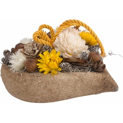 IKEBANA kvetinová srdce sušinové 17x10x17cm HNEDO-ŽLTÁ