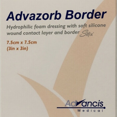 Advazorb Border krytie na rany samopriľnavé atraumatické 7,5 x 7,5 cm 10 ks