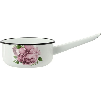 Pro-Tech shop Smaltovaný rendlík s rukojetí 1,5l 16cm bílý vzor pivoňka Laura 68453