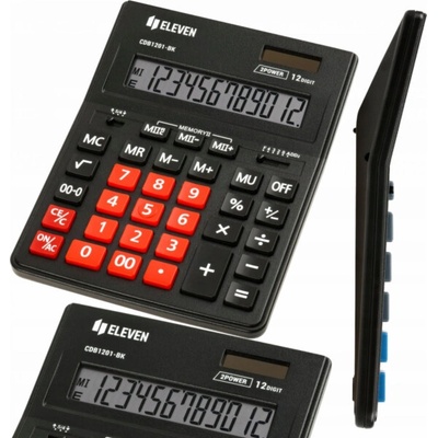 Eleven Kalkulačka černá s červenou numerickou klávesnicí CDB1201BK-RD
