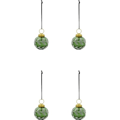 House Doctor Sklenené vianočné ozdoby Vellu Green – set 4 ks
