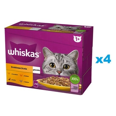 WHISKAS Adult kapsička Hydinové krmivo v želé s kuraťom, kačicou, hydinou, morkou 48x85 g