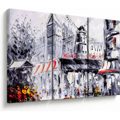 Obraz - Ulice v Paříži, olejomalba, třídílný 120x80 cm
