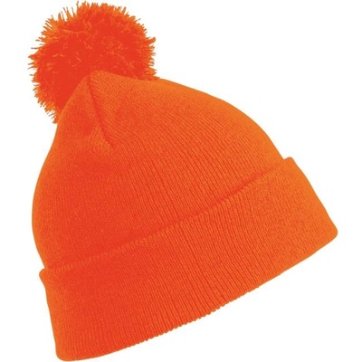 RESULT RC 028J dětská pletená čepice s bambulí fluo rescent orange