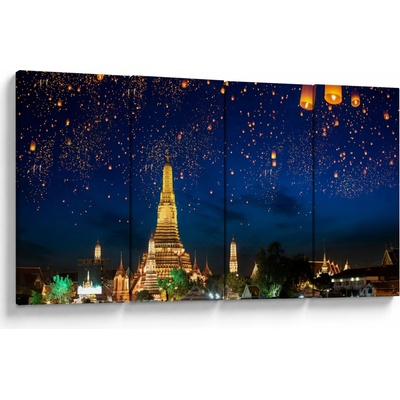 Obraz - Lampióny štěstí, Bangkok, Čtyřdílný 160x80 cm – Hledejceny.cz