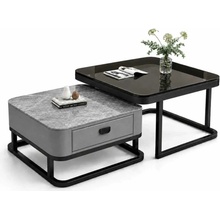 LuxuryForm Design Aragon 70 x 70 / 60 x 60 cm sivý / sivý mramor + sklo 2 ks