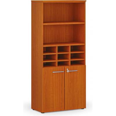 B2B Partner Třídicí regál s dveřmi PRIMO WOOD, 800 x 420 x 1781 mm 9 přihrádek třešeň