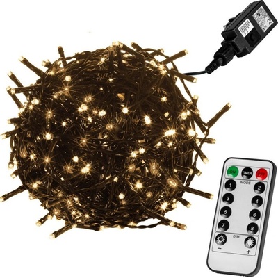 Voltronic 59744 Vánoční LED osvětlení 20 m teple bílá 200 LED + ovladač zelený kabel