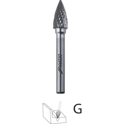 Dedra 07F662 Ogivální stopková fréza ostrá G12x25mm, stopka 6mm