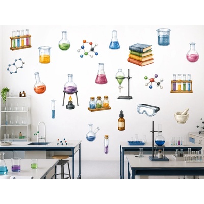 Nalepte.cz Škola chemie samolepky na zeď do učebny a třídy arch 75 x 62 cm – Hledejceny.cz