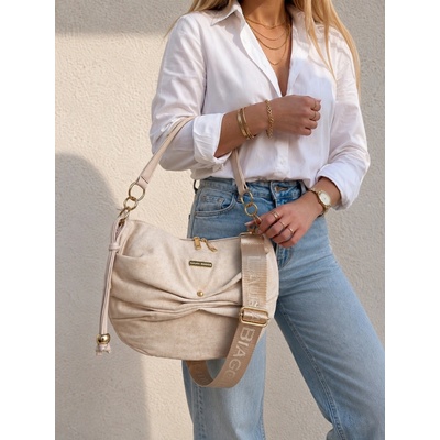 Laura Biaggi béžová kabelka na rameno aj crossbody