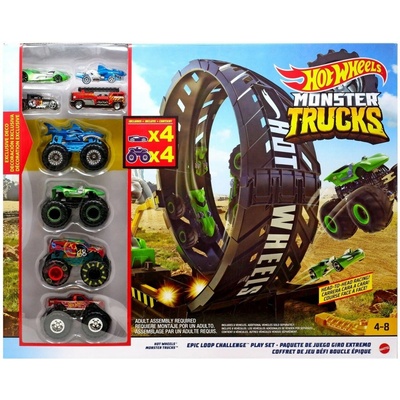 Mattel Hot Wheels Monster Trucks Velká Smyčka 4 Monster Trucky a 4 Vozidla HGV15